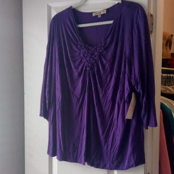 Jones New York Tops - Purple jersey cotton top